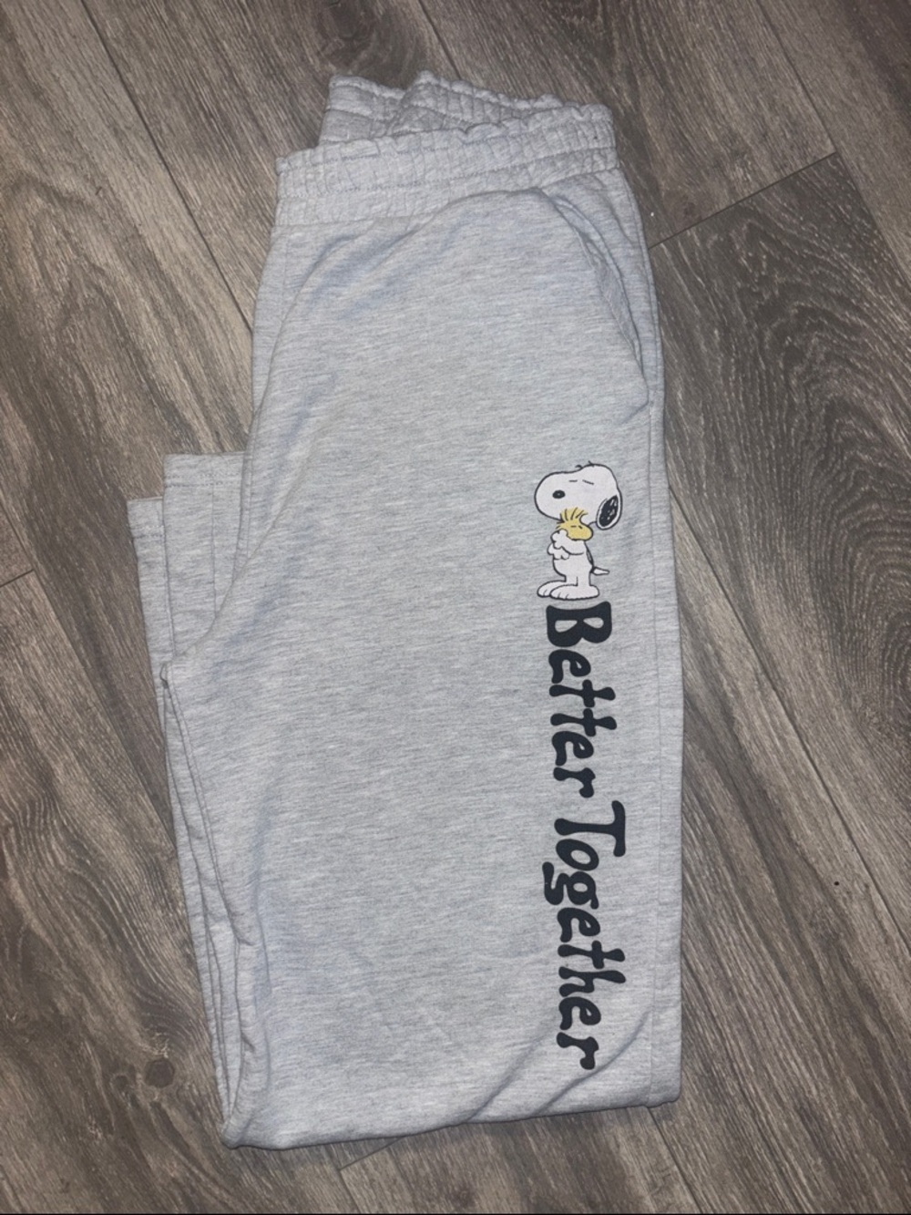 Better Together Gray Women’s Sweatpants with Snoopy Graphic - Picture 1 of 4